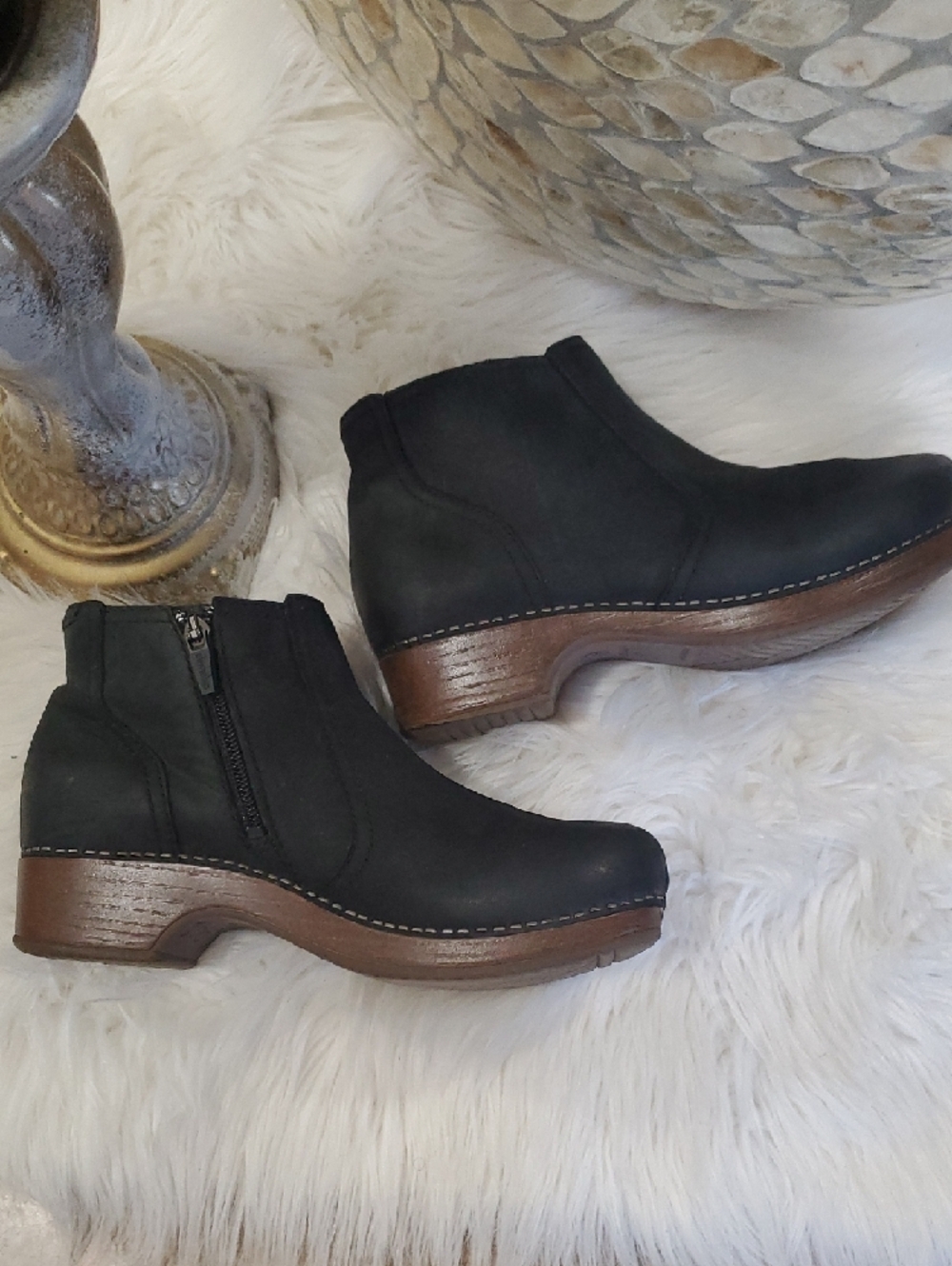 Dansko Black Leather Ankle Booties with Side Zip Closure - Picture 9 of 16